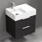 Floating Small Black Bathroom Vanity, Modern, 24